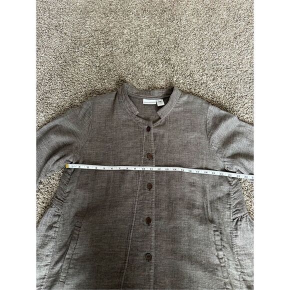 soft surroundings women’s L button down tunic embroidered top flowy gray cotton - Picture 10 of 16